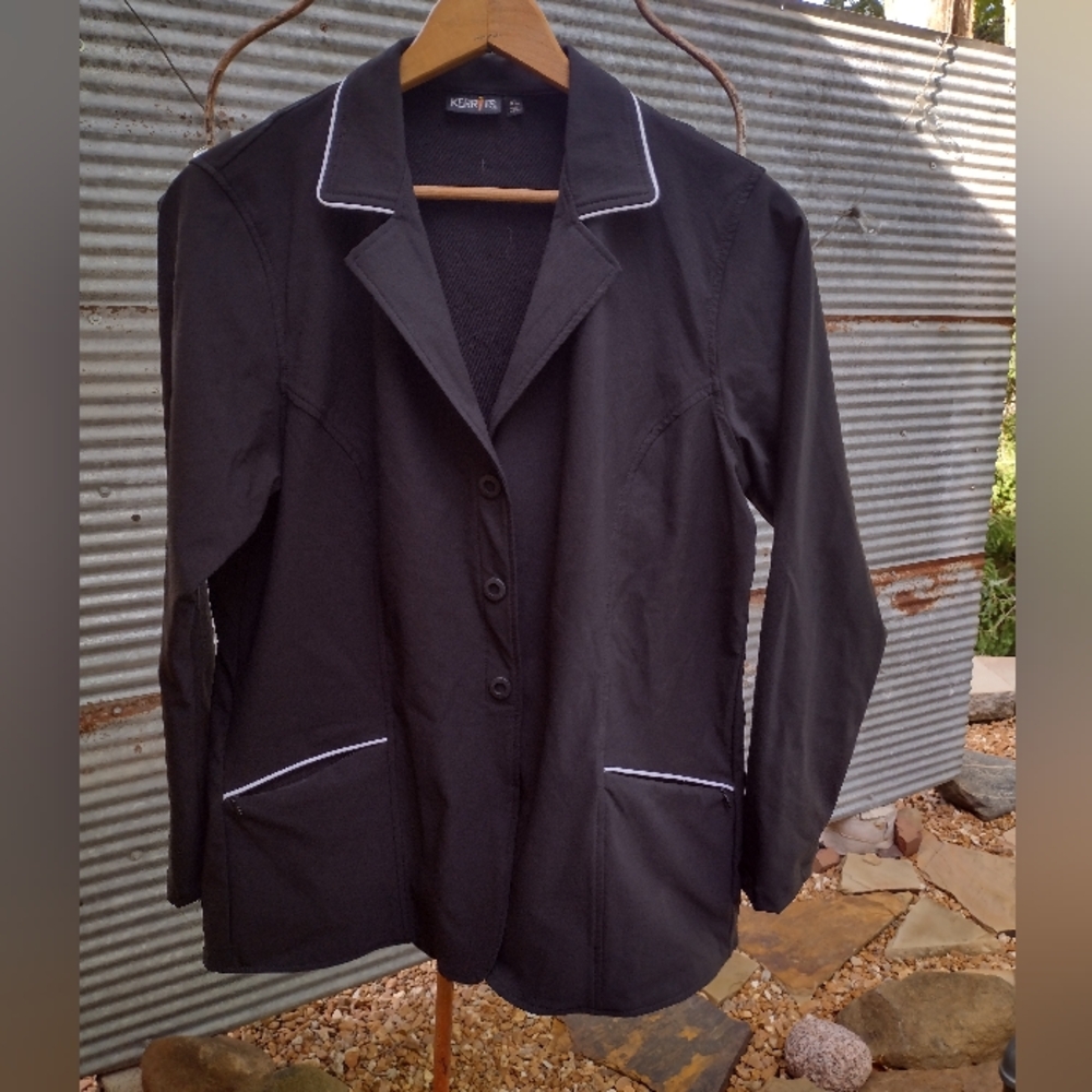 Kerrits Black Equestrian Blazer with White Piping